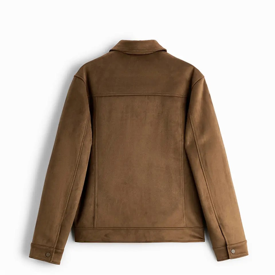 Vegan Suede Big Pocket Jacket - Tan